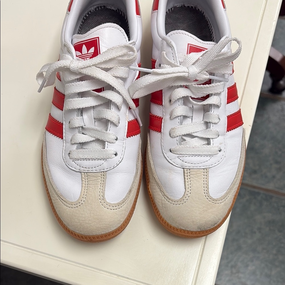 Adidas Red and White Classic sambas Sneakers